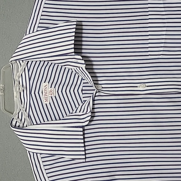 MERONA Blue Purple Striped Long Sleeve Button Up Shirt - Size XXL 18-18 1/2 - Picture 1 of 13